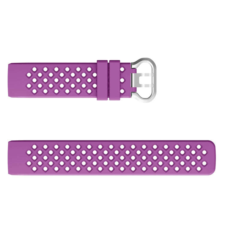 For Fitbit Charge 3 / 4 Hollow Square Silicone Watch Band Wristband(Purple)