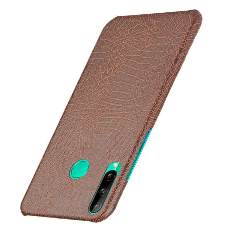 For Huawei Honor 9C Shockproof Crocodile Texture PC + PU Case(Brown)