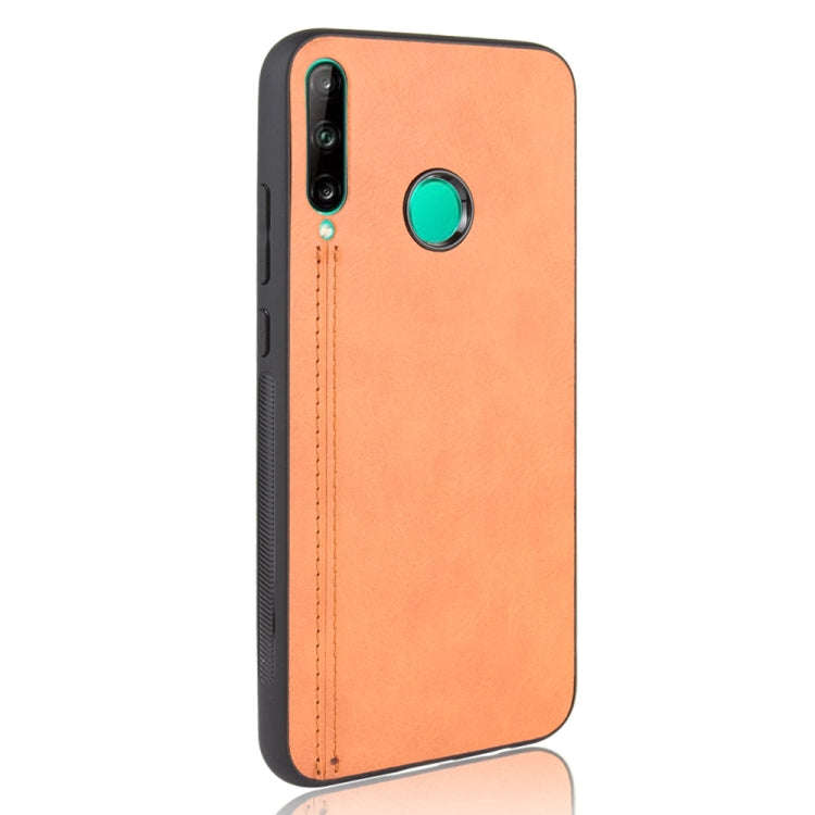 For Huawei Honor 9C Shockproof Sewing Cow Pattern Skin PC + PU + TPU Case(Orange)