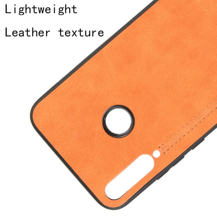 For Huawei Honor 9C Shockproof Sewing Cow Pattern Skin PC + PU + TPU Case(Orange)