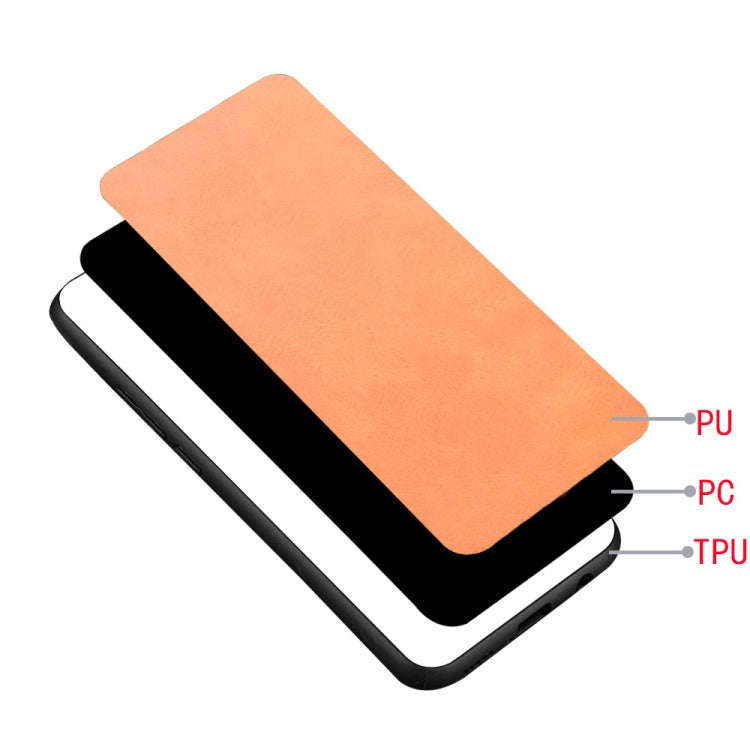 For Huawei Honor 9C Shockproof Sewing Cow Pattern Skin PC + PU + TPU Case(Orange)