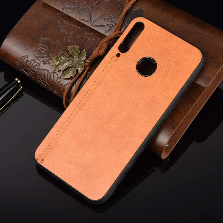 For Huawei Honor 9C Shockproof Sewing Cow Pattern Skin PC + PU + TPU Case(Orange)