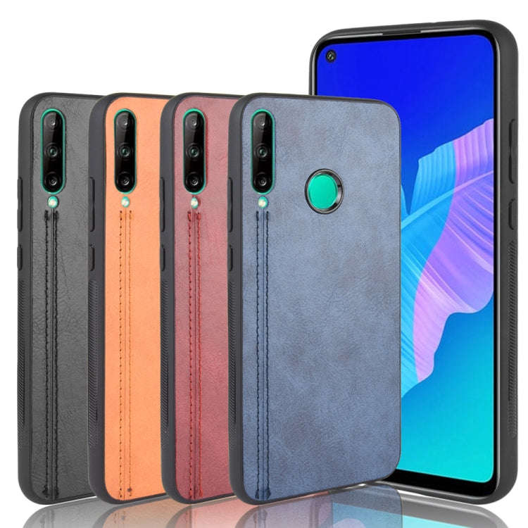 For Huawei Honor 9C Shockproof Sewing Cow Pattern Skin PC + PU + TPU Case(Orange)