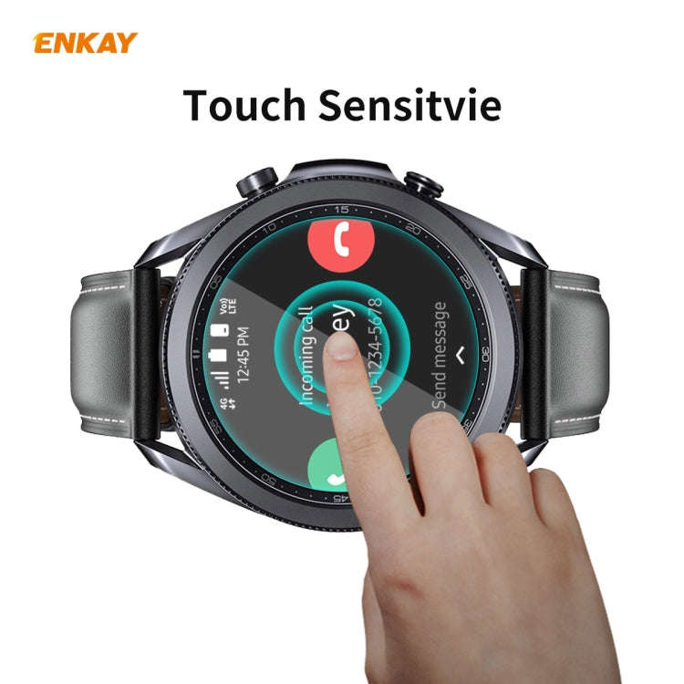 For Samsung Galaxy Watch 3 45mm 2 PCS ENKAY Hat-Prince 0.2mm 9H 2.15D Curved Edge Tempered Glass ...