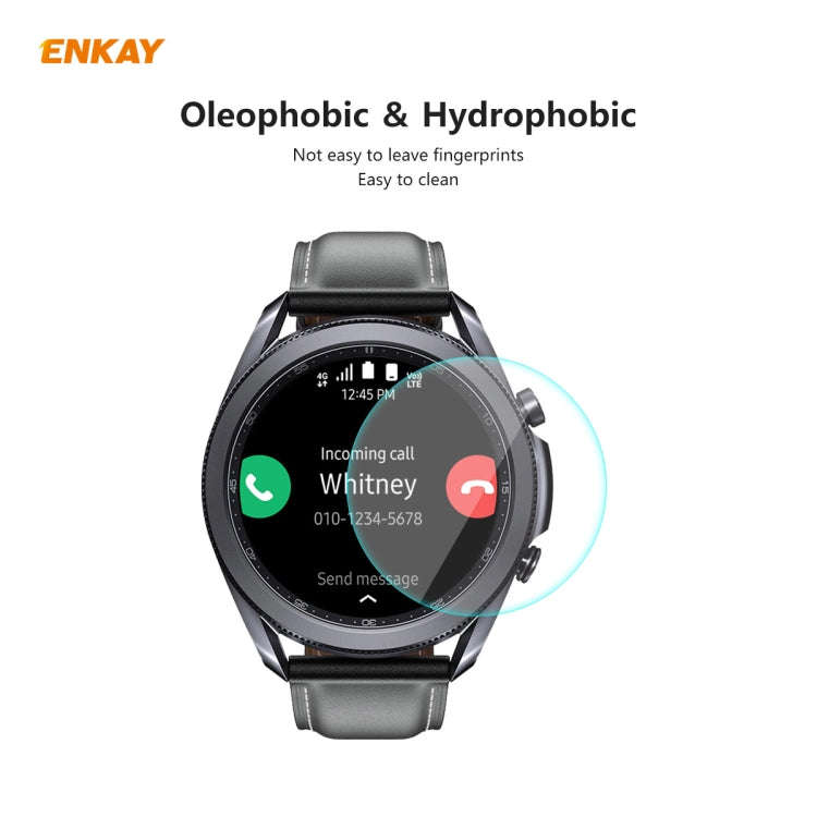 For Samsung Galaxy Watch 3 45mm 2 PCS ENKAY Hat-Prince 0.2mm 9H 2.15D Curved Edge Tempered Glass ...