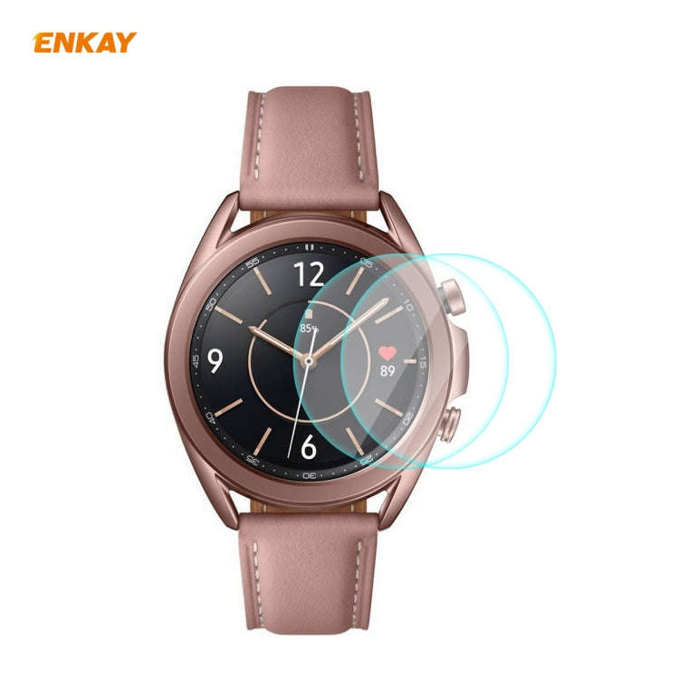 For Samsung Galaxy Watch 3 41mm 2 PCS ENKAY Hat-Prince 0.2mm 9H 2.15D Curved Edge Tempered Glass ...
