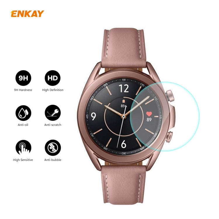 For Samsung Galaxy Watch 3 41mm 2 PCS ENKAY Hat-Prince 0.2mm 9H 2.15D Curved Edge Tempered Glass ...