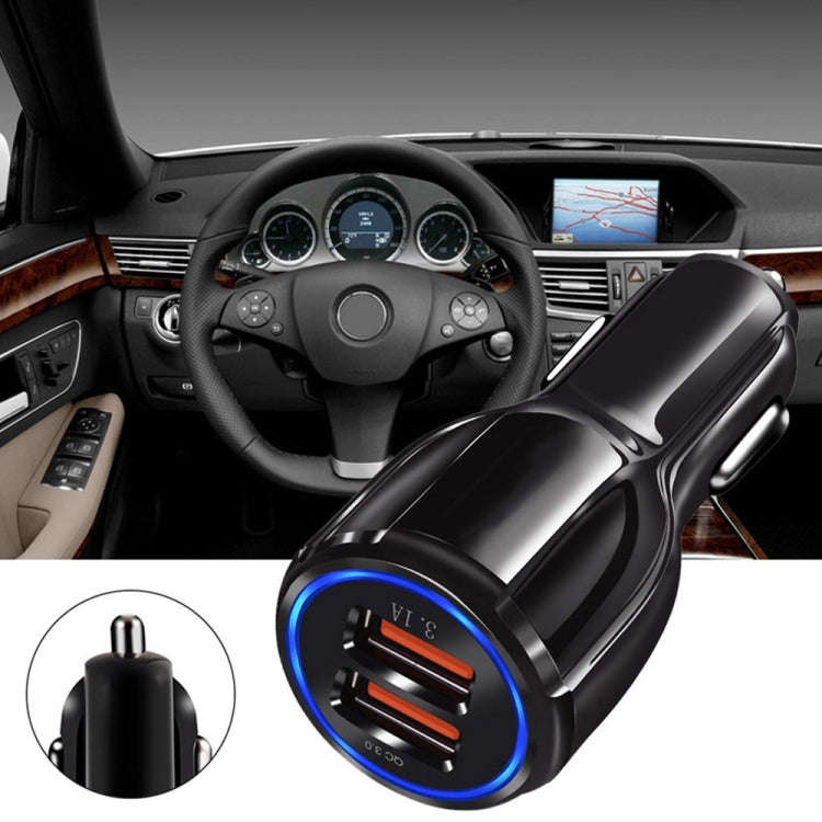 Qc3.0 Dual USB 6A Vehicle Fast Charger / Mobile Phone Tablet Fast Charging(Black)