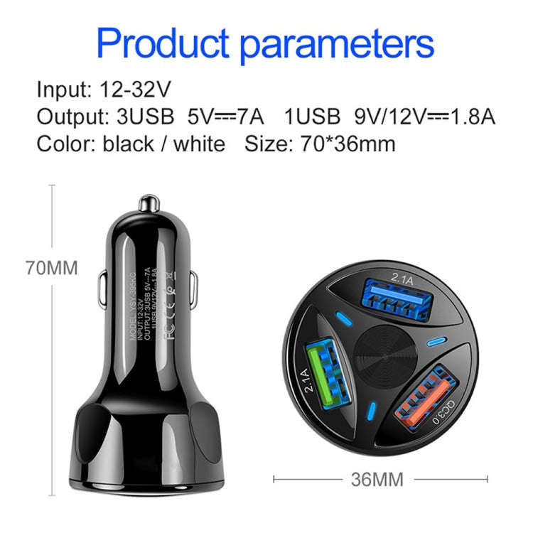 YSY-395KC QC3.0 3 USB 35W High Power Vehicle Charger / Mobile Phone Tablet Universal Vehicle Char...