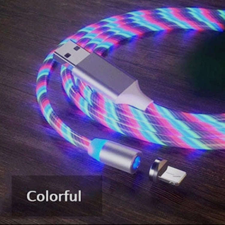 USB to 8 Pin Magnetic Suction Colorful Streamer Mobile Phone Charging  Cable, Length: 1m(Color Li...