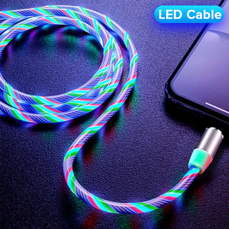 USB to 8 Pin Magnetic Suction Colorful Streamer Mobile Phone Charging  Cable, Length: 1m(Color Li...