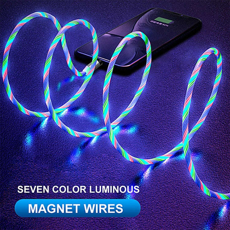 USB to 8 Pin Magnetic Suction Colorful Streamer Mobile Phone Charging  Cable, Length: 1m(Color Li...