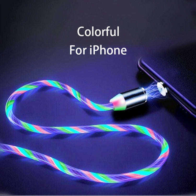 USB to 8 Pin Magnetic Suction Colorful Streamer Mobile Phone Charging  Cable, Length: 1m(Color Li...