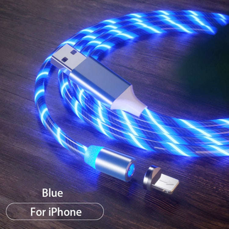 USB to 8 Pin Magnetic Suction Colorful Streamer Mobile Phone Charging  Cable, Length: 1m(Blue Light)