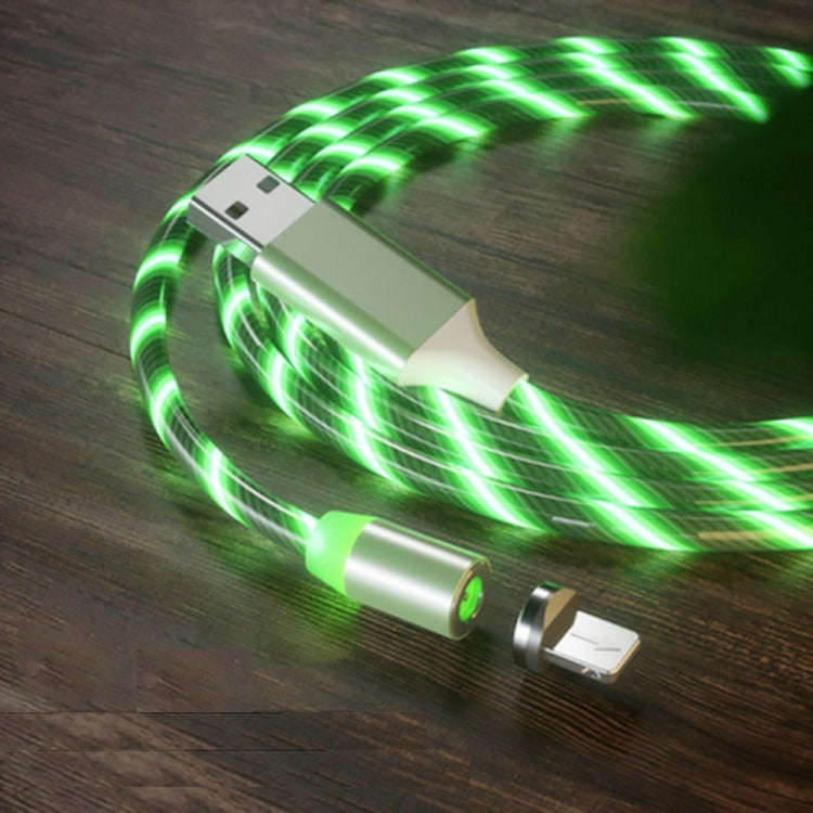 USB to 8 Pin Magnetic Suction Colorful Streamer Mobile Phone Charging  Cable, Length: 1m(Green Li...