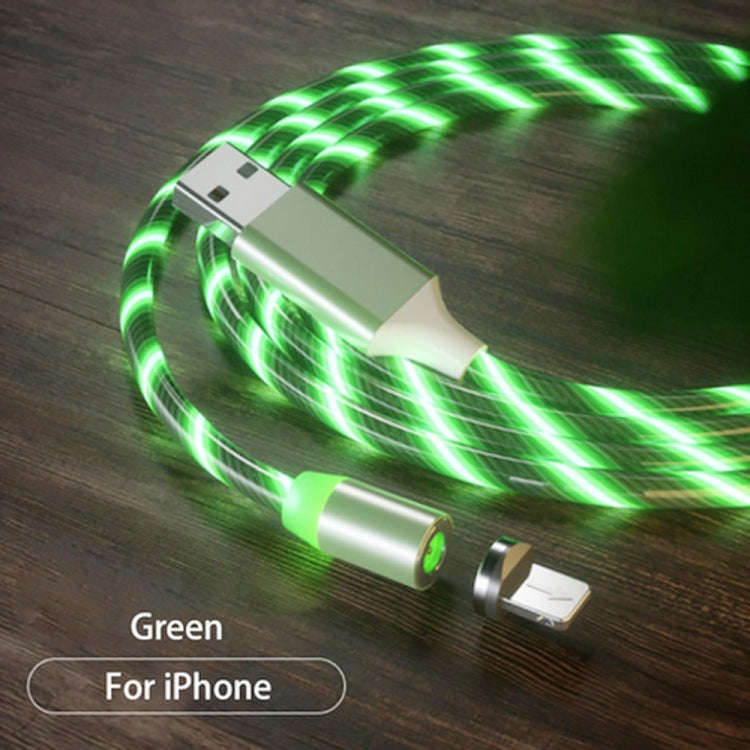USB to 8 Pin Magnetic Suction Colorful Streamer Mobile Phone Charging  Cable, Length: 1m(Green Li...