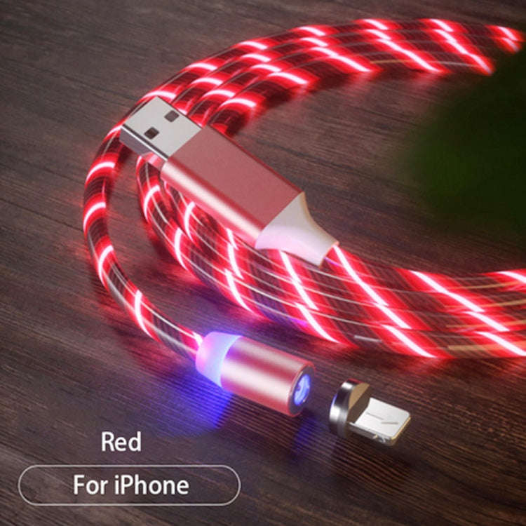 USB to 8 Pin Magnetic Suction Colorful Streamer Mobile Phone Charging  Cable, Length: 1m(Red Light)