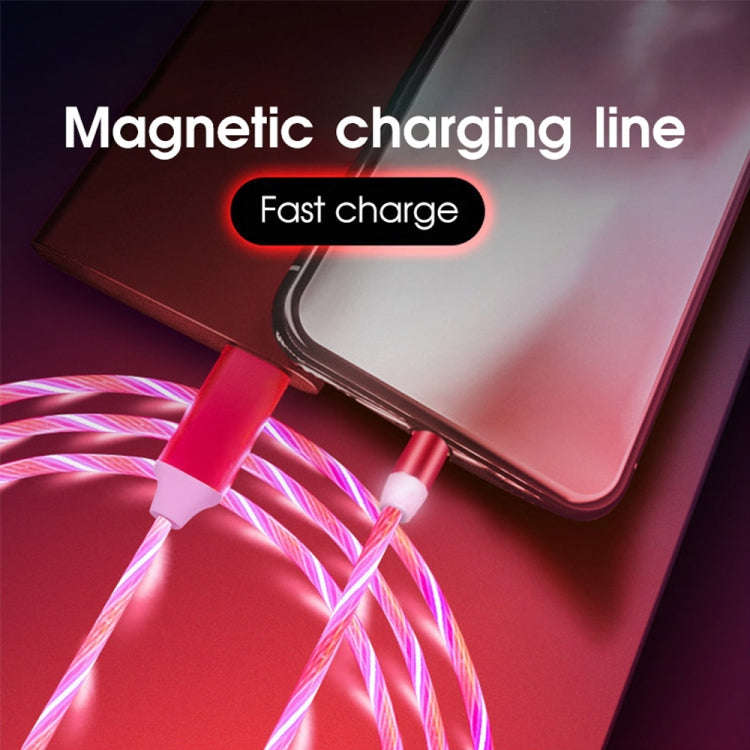 USB to 8 Pin Magnetic Suction Colorful Streamer Mobile Phone Charging  Cable, Length: 1m(Red Light)
