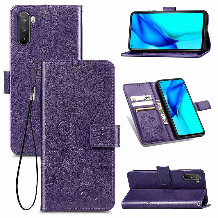 For Huawei Mate 40 Lite /Maimang 9 Four-leaf Clasp Embossed Buckle Mobile Phone Protection Leathe...