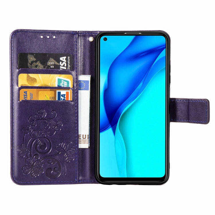 For Huawei Mate 40 Lite /Maimang 9 Four-leaf Clasp Embossed Buckle Mobile Phone Protection Leathe...