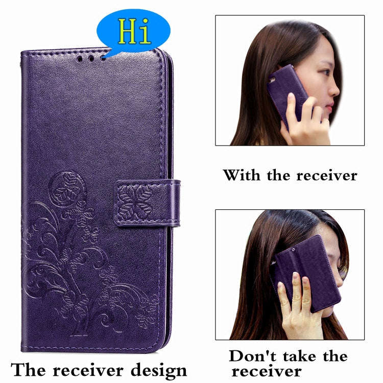 For Huawei Mate 40 Lite /Maimang 9 Four-leaf Clasp Embossed Buckle Mobile Phone Protection Leathe...