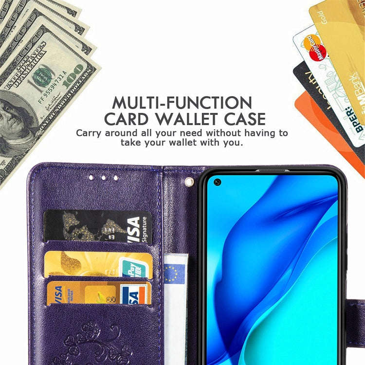For Huawei Mate 40 Lite /Maimang 9 Four-leaf Clasp Embossed Buckle Mobile Phone Protection Leathe...