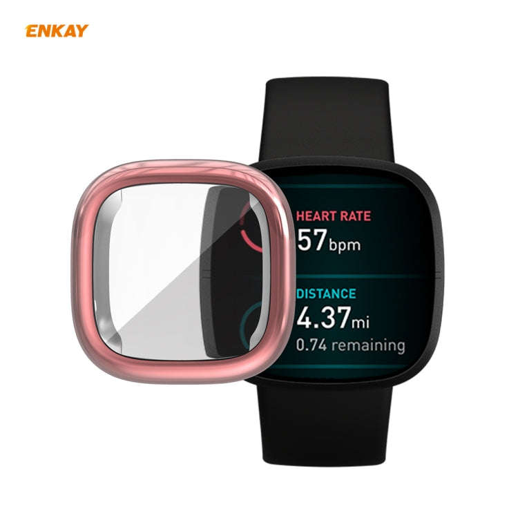 For Fitbit Versa 3 / Fitbit Sense ENKAY Hat-Prince ENK-AC8208 Full Coverage Electroplate TPU Soft...