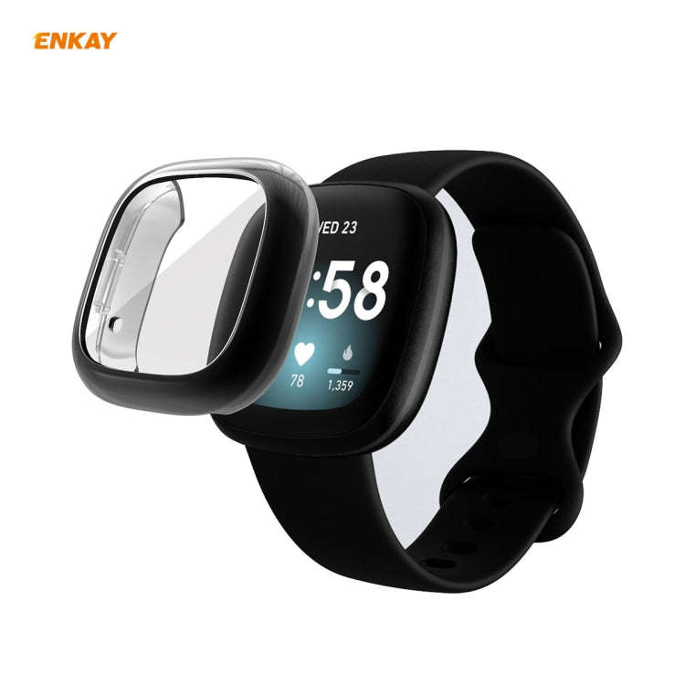 For Fitbit Versa 3 / Fitbit Sense ENKAY Hat-Prince ENK-AC8208 Full Coverage Electroplate TPU Soft...