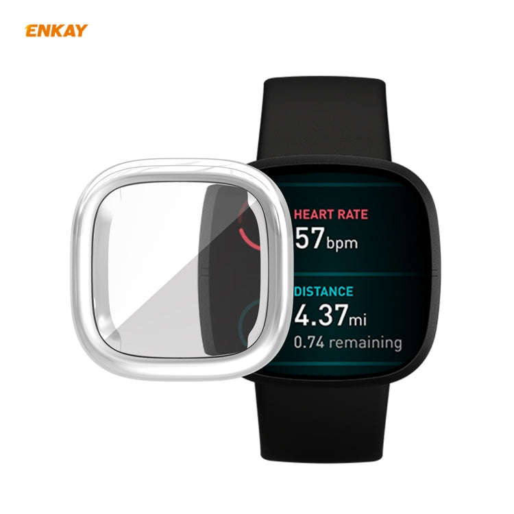 For Fitbit Versa 3 / Fitbit Sense ENKAY Hat-Prince ENK-AC8208 Full Coverage Electroplate TPU Soft...