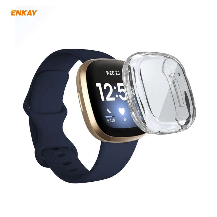 For Fitbit Versa 3 / Fitbit Sense ENKAY Hat-Prince ENK-AC8208 Full Coverage Transparent TPU Soft ...