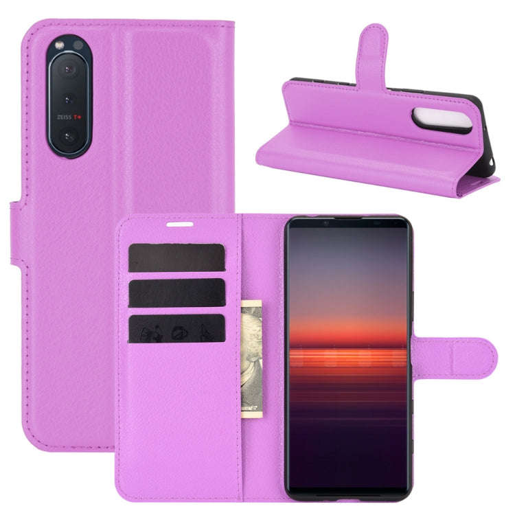 For Sony Xperia 5 II Litchi Texture Horizontal Flip Protective Case with Holder & Card Slots & Wa...