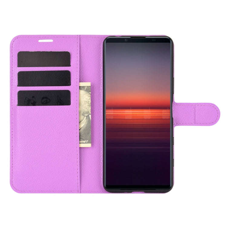 For Sony Xperia 5 II Litchi Texture Horizontal Flip Protective Case with Holder & Card Slots & Wa...