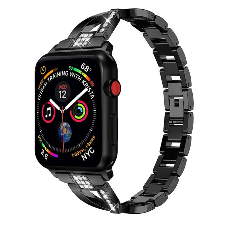 X-shaped Diamond-studded Solid Stainless Steel Wrist Strap Watch Band for Apple Watch Series 3 & ...