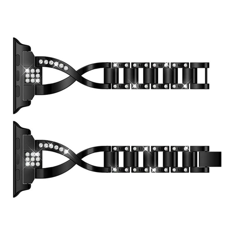 X-shaped Diamond-studded Solid Stainless Steel Wrist Strap Watch Band for Apple Watch Series 3 & ...