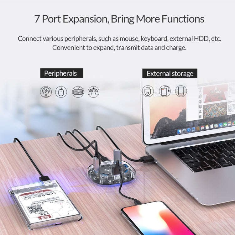 ORICO H7U-U3 7 Port USB3.0 Transparent HUB