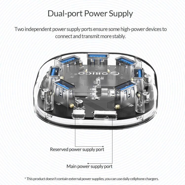 ORICO H7U-U3 7 Port USB3.0 Transparent HUB