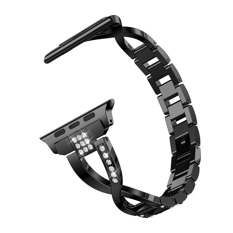 X-shaped Diamond-studded Solid Stainless Steel Wrist Strap Watch Band for Apple Watch Series 3 & ...
