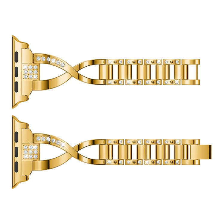 X-shaped Diamond-studded Solid Stainless Steel Wrist Strap Watch Band for Apple Watch Series 3 & ...