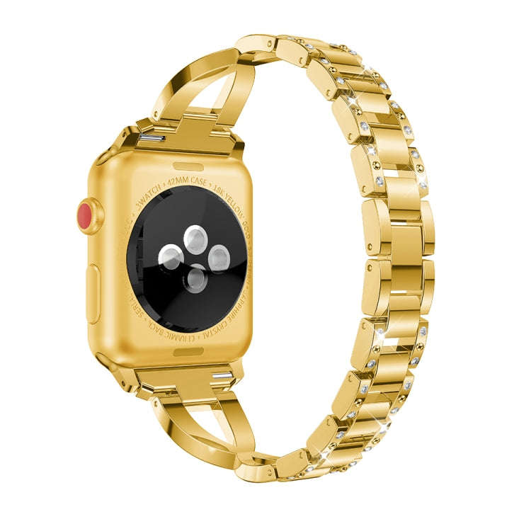 X-shaped Diamond-studded Solid Stainless Steel Wrist Strap Watch Band for Apple Watch Series 3 & ...