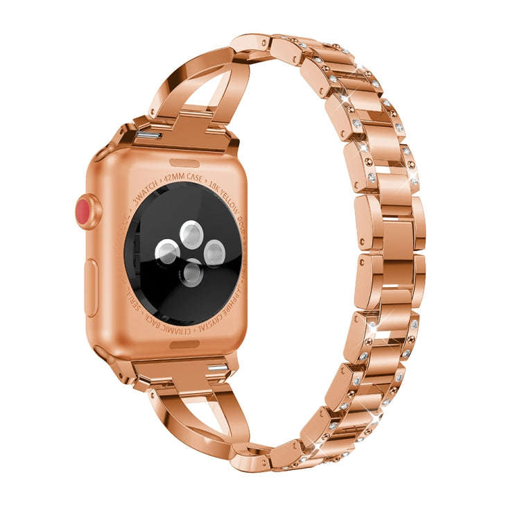 X-shaped Diamond-studded Solid Stainless Steel Wrist Strap Watch Band for Apple Watch Series 3 & ...