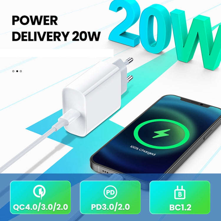 2 in 1 PD 20W Single USB-C / Type-C Port Travel Charger + 3A PD3.0 USB-C / Type-C to 8 Pin Fast C...