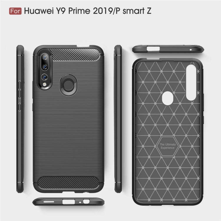Brushed Texture Carbon Fiber TPU Case for Huawei Y9 Prime 2019 / P Smart Z(Red)