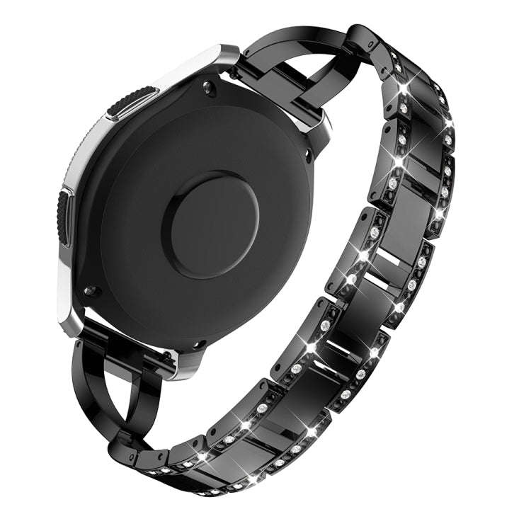 X-shaped Diamond-studded Solid Stainless Steel Watch Band for Galaxy Watch 46mm(Black)