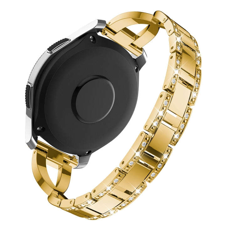 X-shaped Diamond-studded Solid Stainless Steel Watch Band for Galaxy Watch 46mm(Gold)