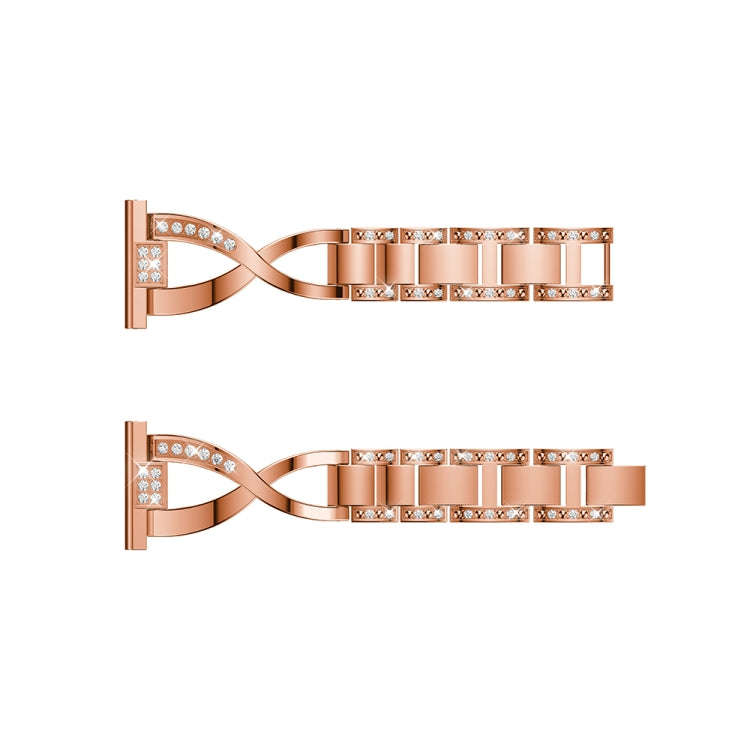 X-shaped Diamond-studded Solid Stainless Steel Watch Band for Galaxy Watch 46mm(Rose Gold)