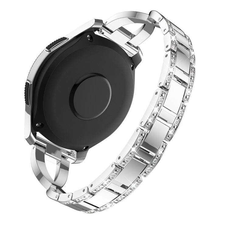 X-shaped Diamond-studded Solid Stainless Steel Watch Band for Galaxy Watch 46mm(Silver)
