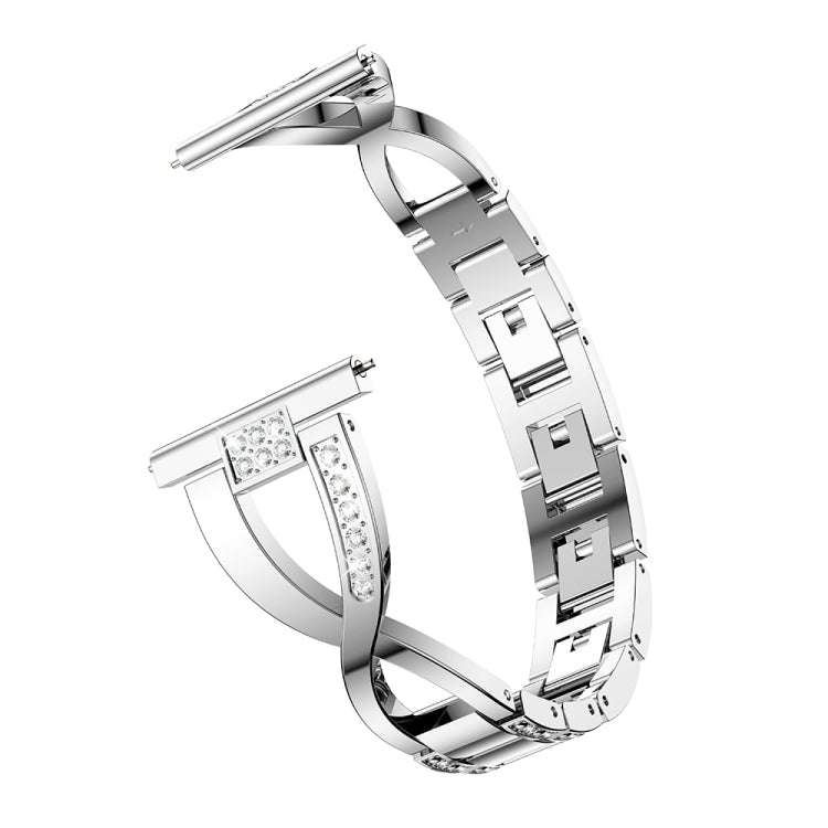 X-shaped Diamond-studded Solid Stainless Steel Watch Band for Galaxy Watch 46mm(Silver)