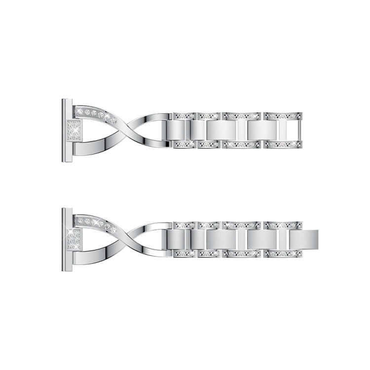 X-shaped Diamond-studded Solid Stainless Steel Watch Band for Galaxy Watch 46mm(Silver)