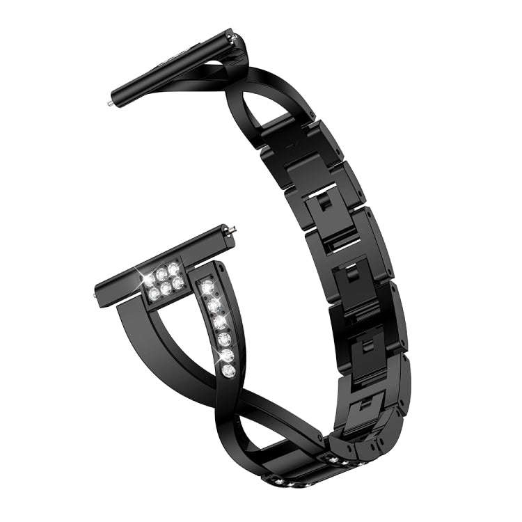 X-shaped Diamond-studded Solid Stainless Steel Watch Band for Amazfit 20mm(Black)