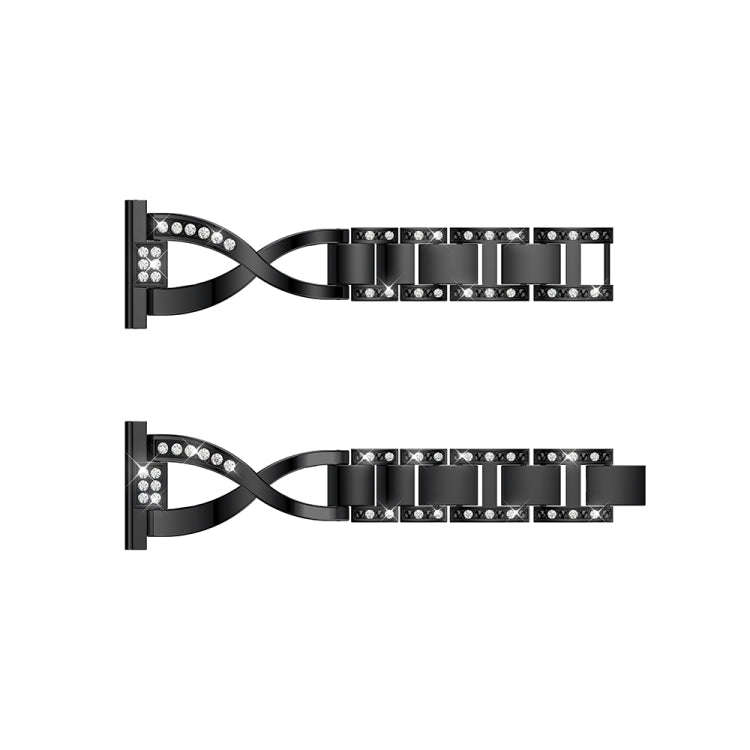 X-shaped Diamond-studded Solid Stainless Steel Watch Band for Amazfit 20mm(Black)